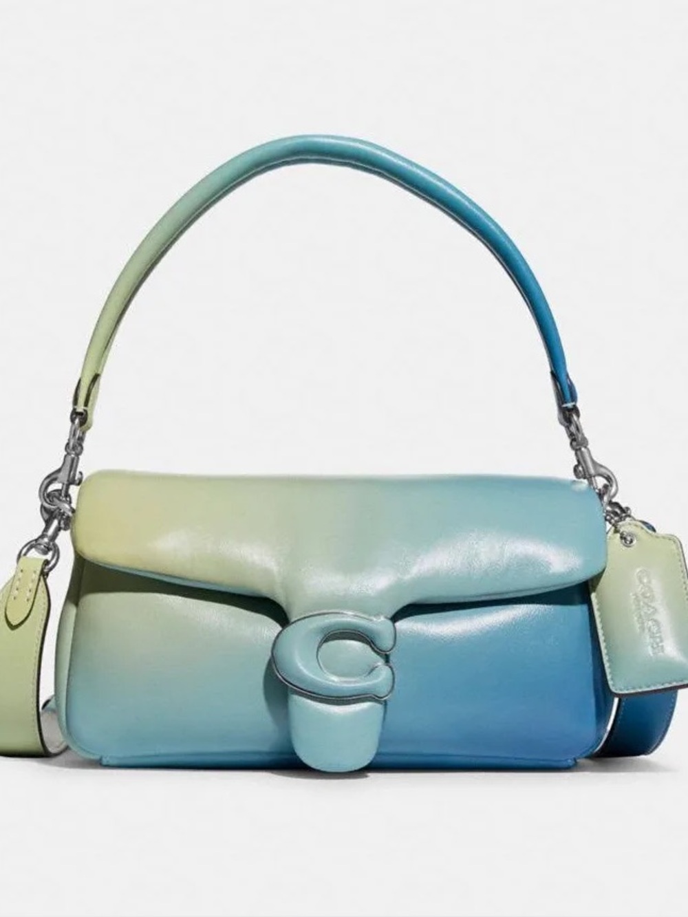 Coach Pillow in Ombre Blue-Green Leather Shoulder Bag